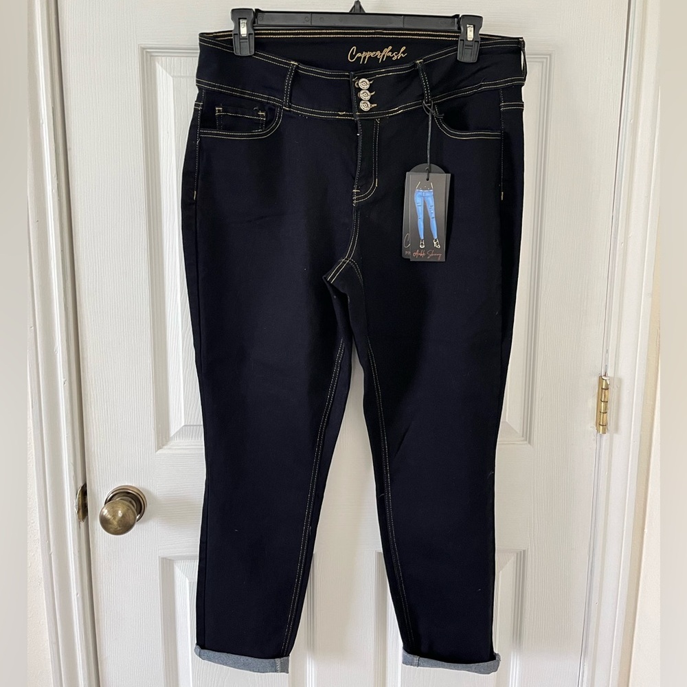 Copperflash Dark Blue Curvy Ankle Skinny Jeans